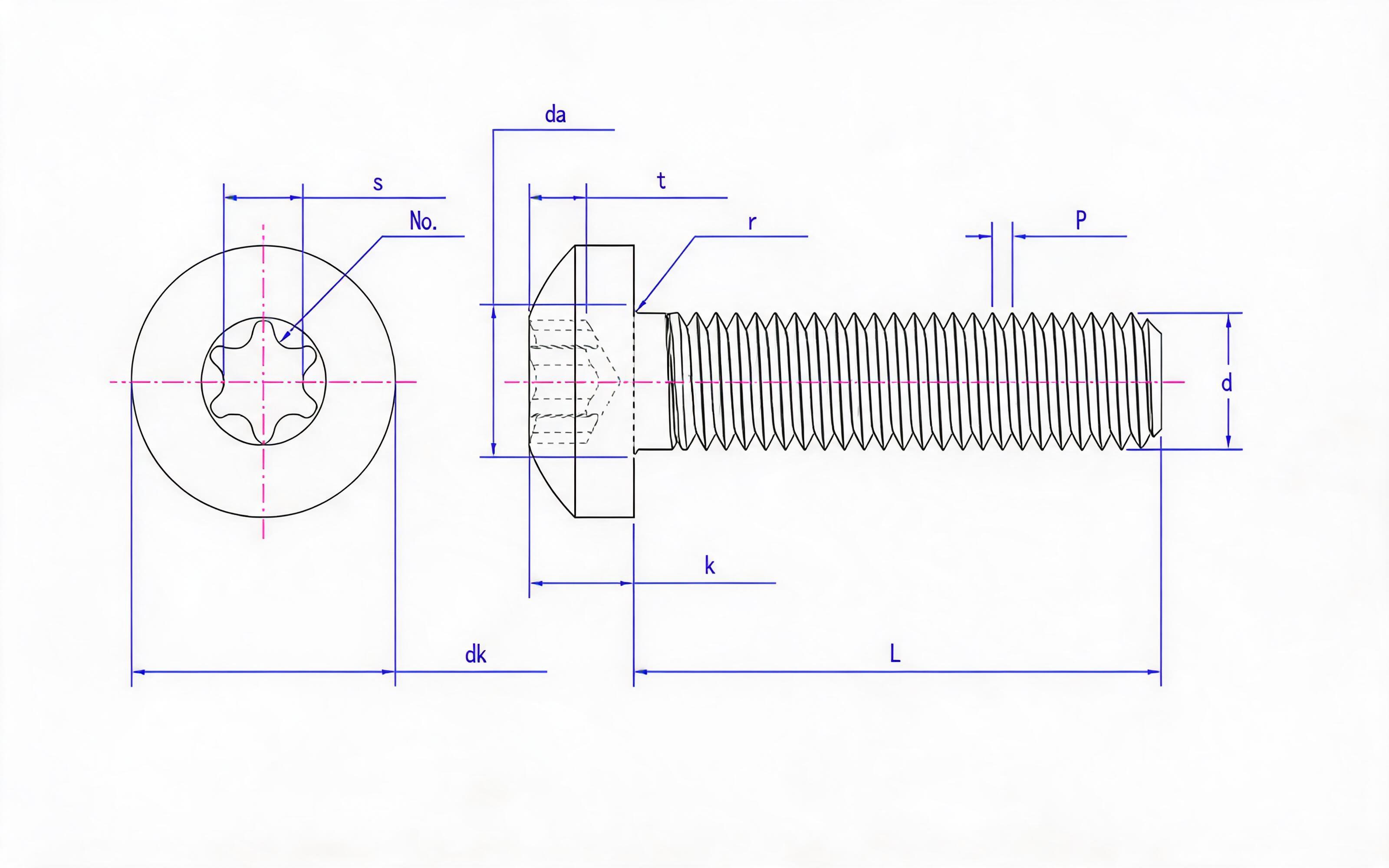 Torx panhead screw Standard Drawing