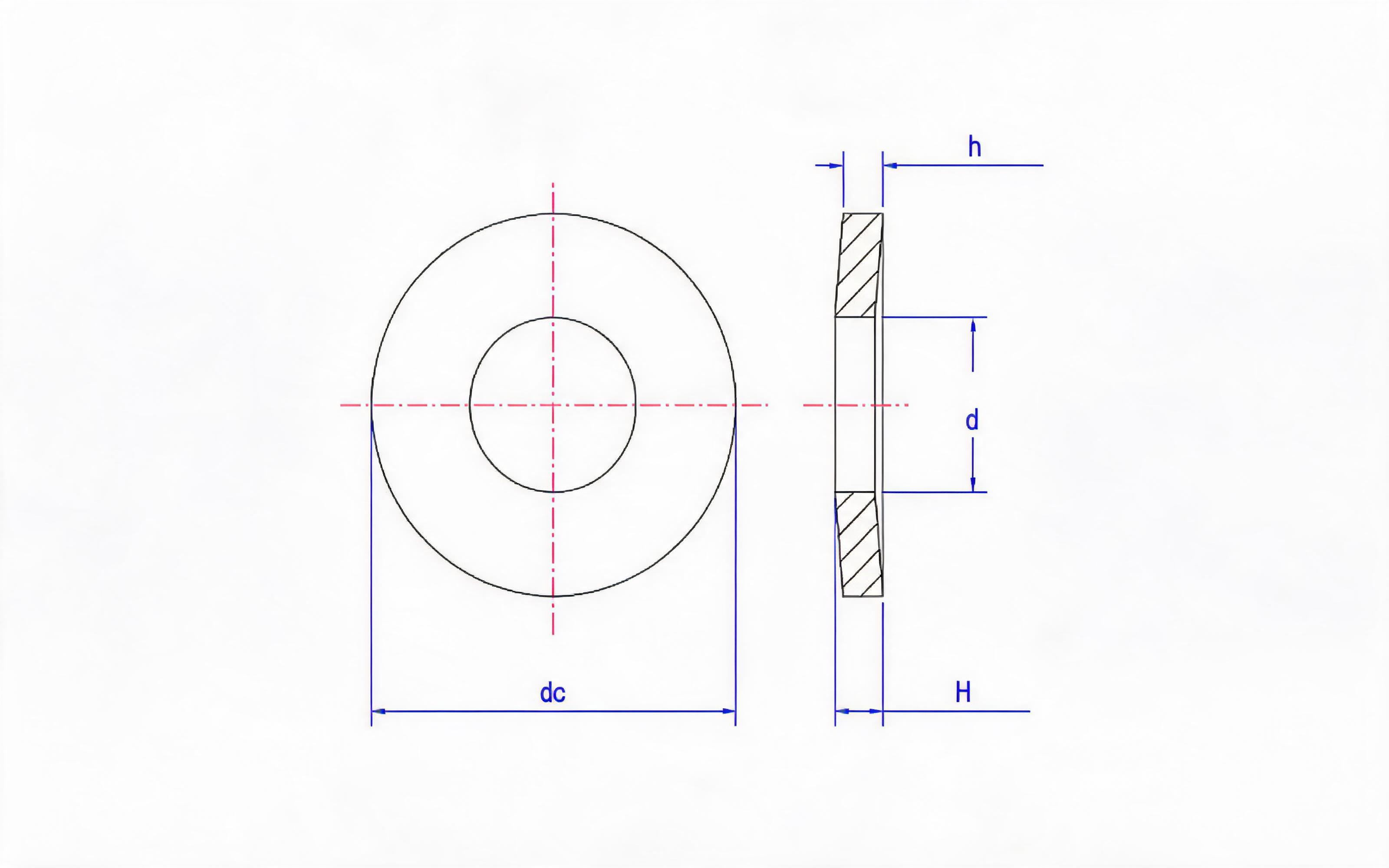 Belleville spring washer (h<1.25 mm, d H12) Table 5 Standard Drawing