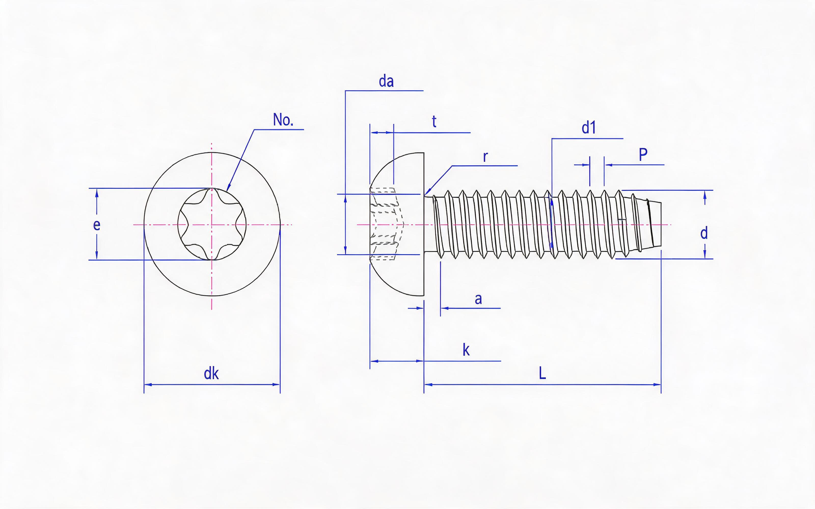 Box groove round head self-tapping screw F-type Standard Drawing