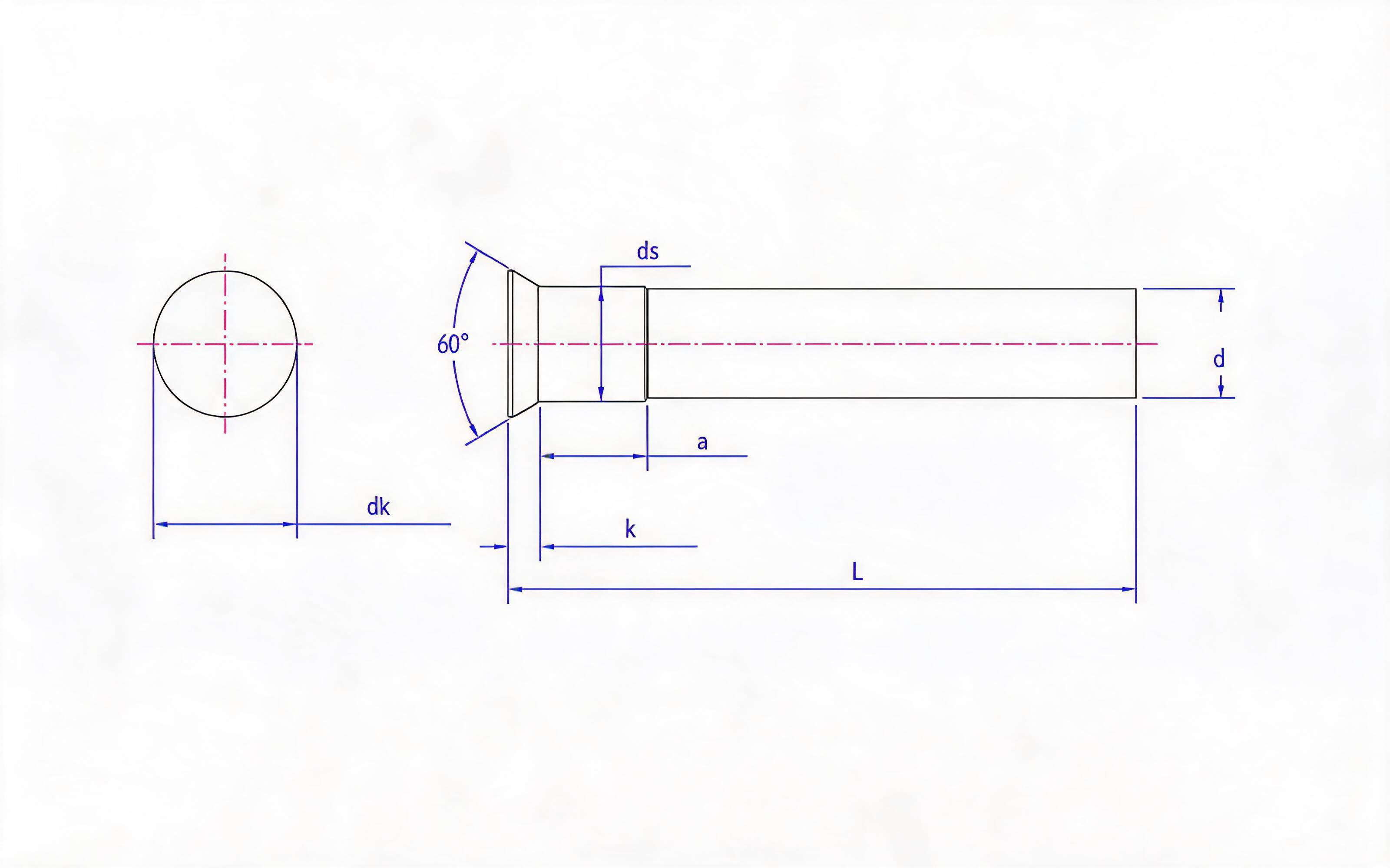 Part 3 for mouldings-Countersunk push rod Standard Drawing