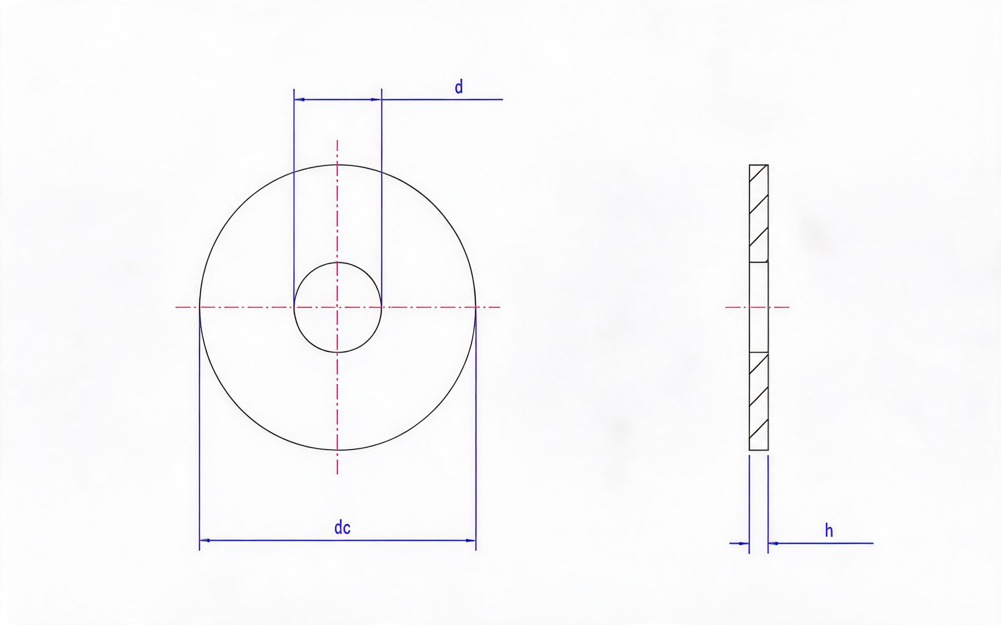 Flat washer for screw and washer assembly (large) Standard Drawing