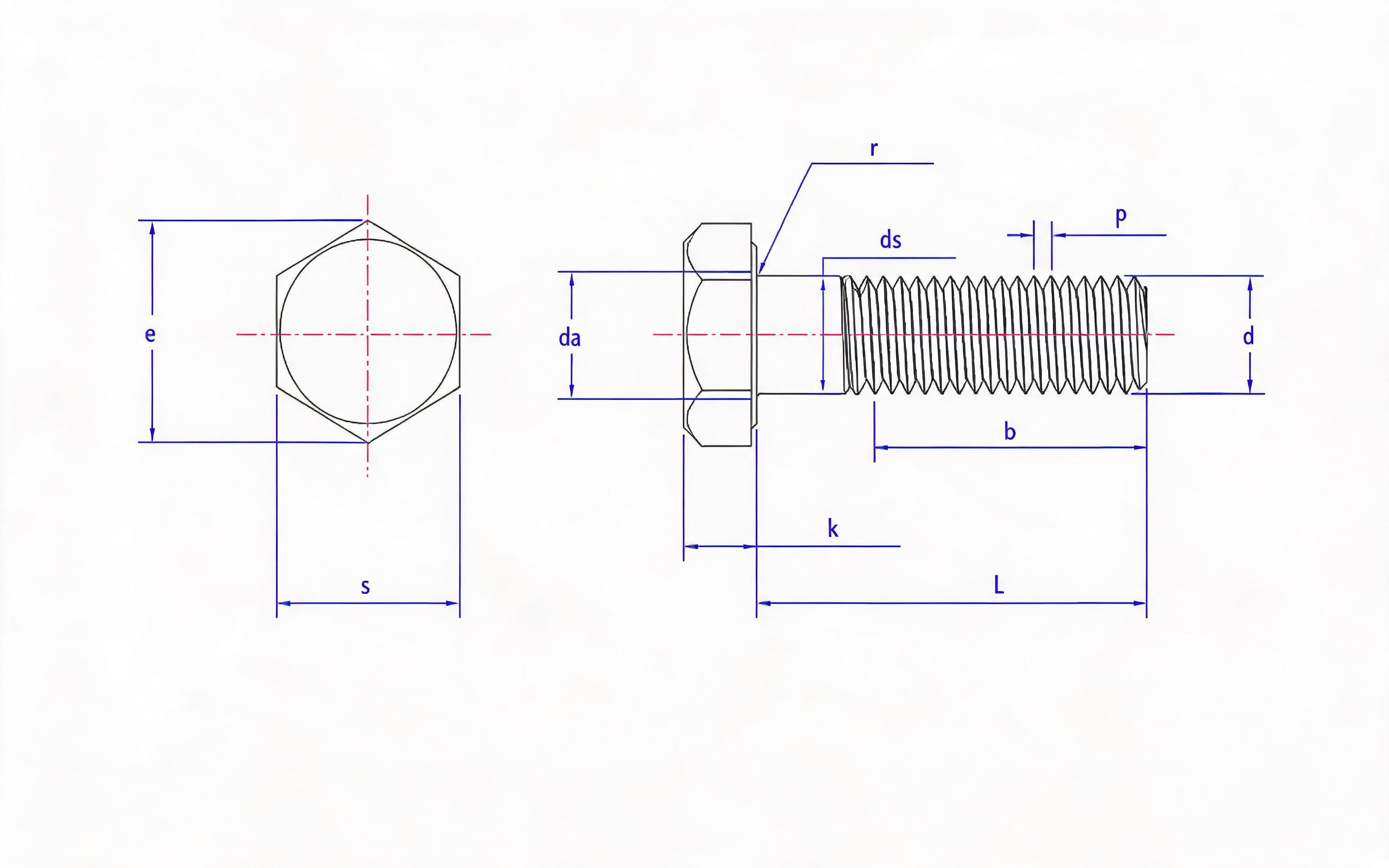 Large hexagon head bolts for bolting high strength steel structures Grade 8.8 and 10.9 Standard Drawing