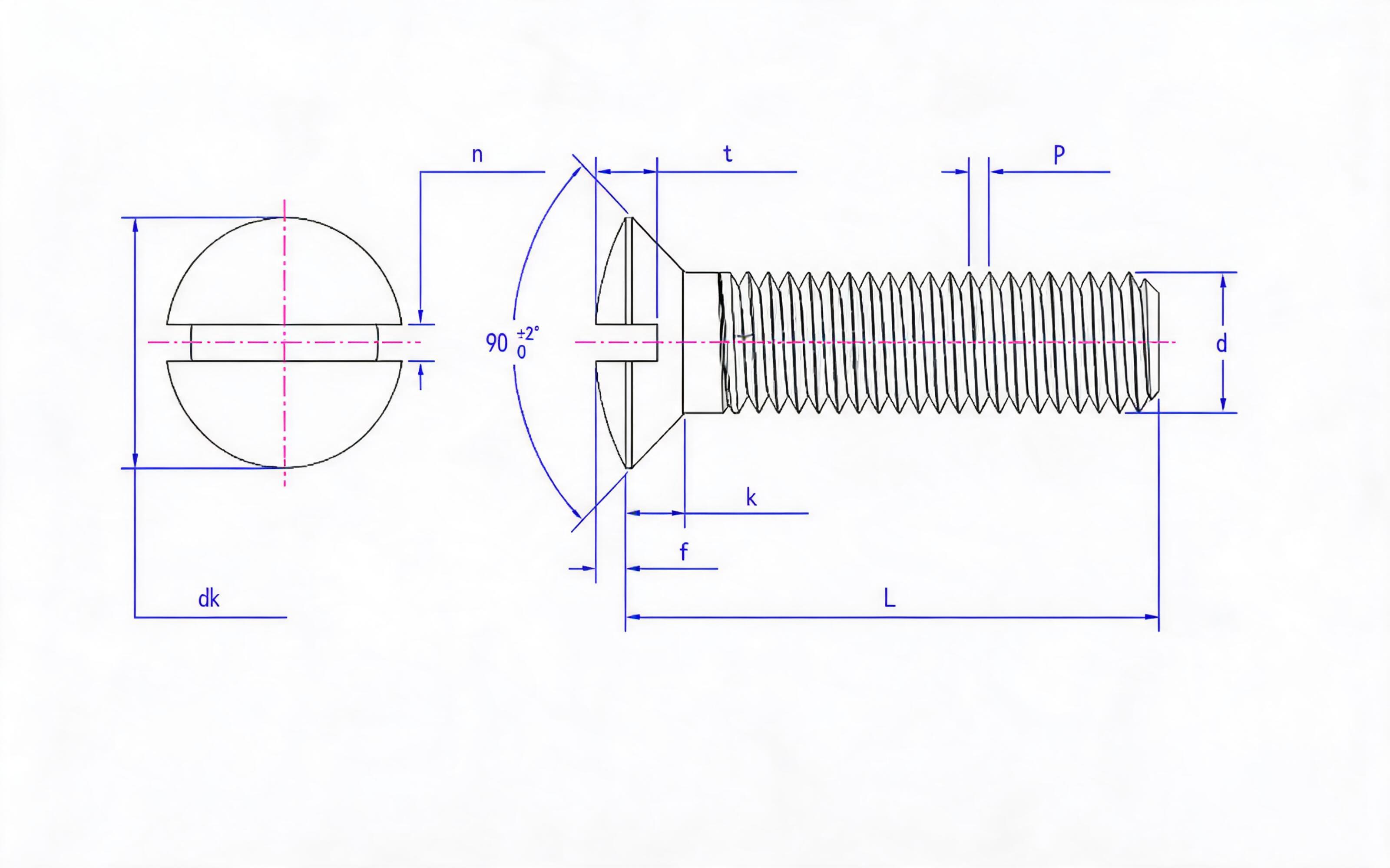 SLOTTED COUNTERSUNK HEAD SCREW Standard Drawing