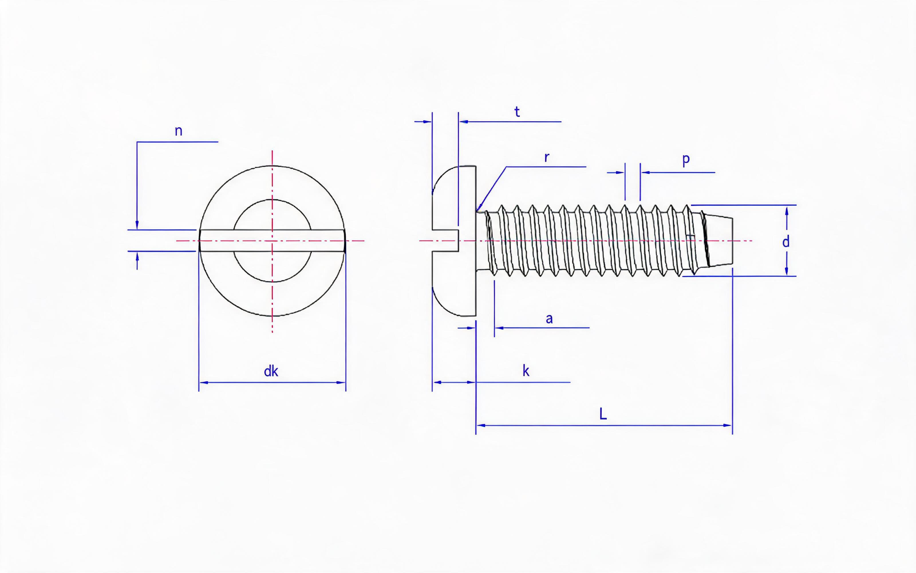 Slotted panhead self-tapping screw F-type Standard Drawing