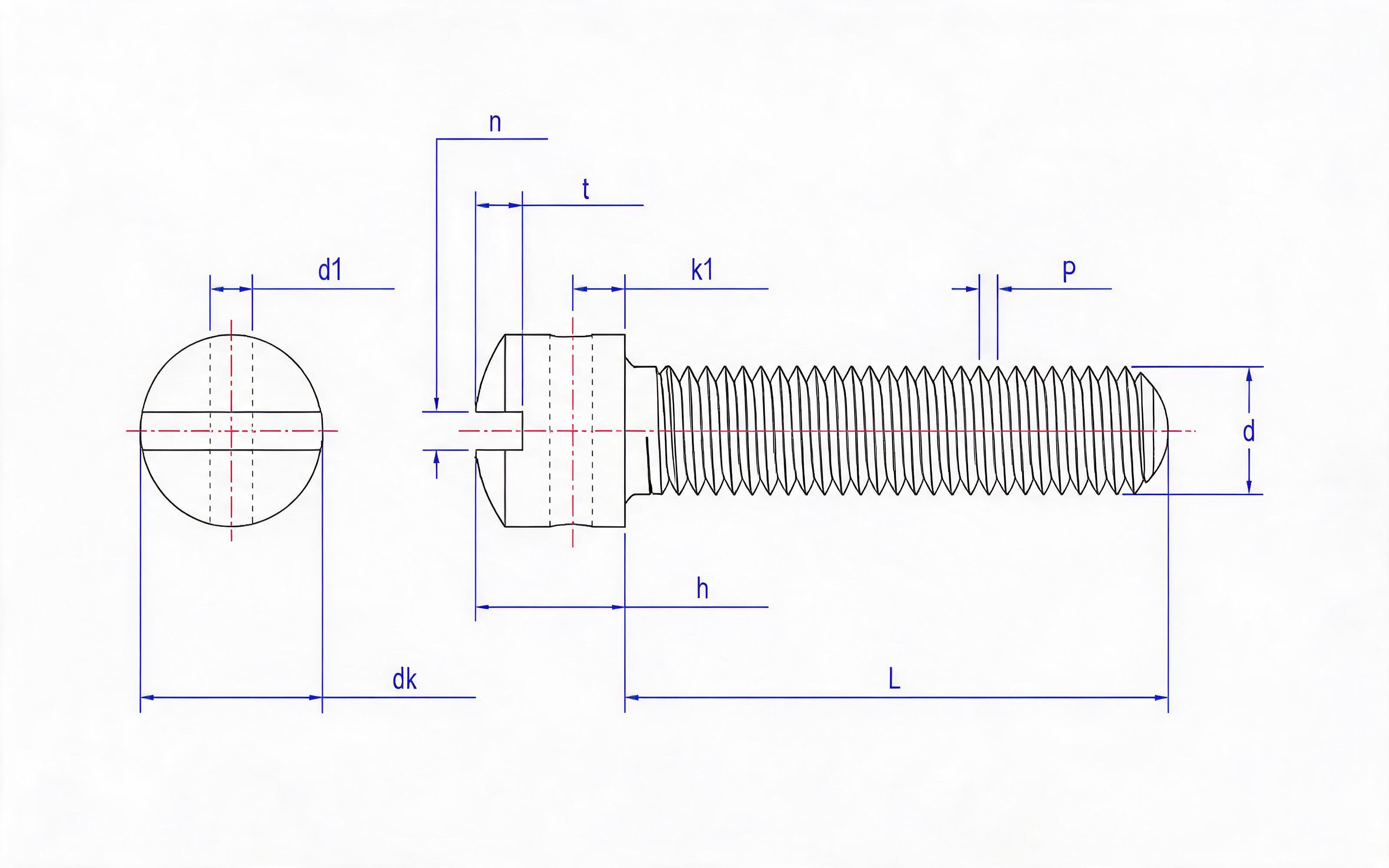 Type C slotted spherical cheese head screw with hole Standard Drawing