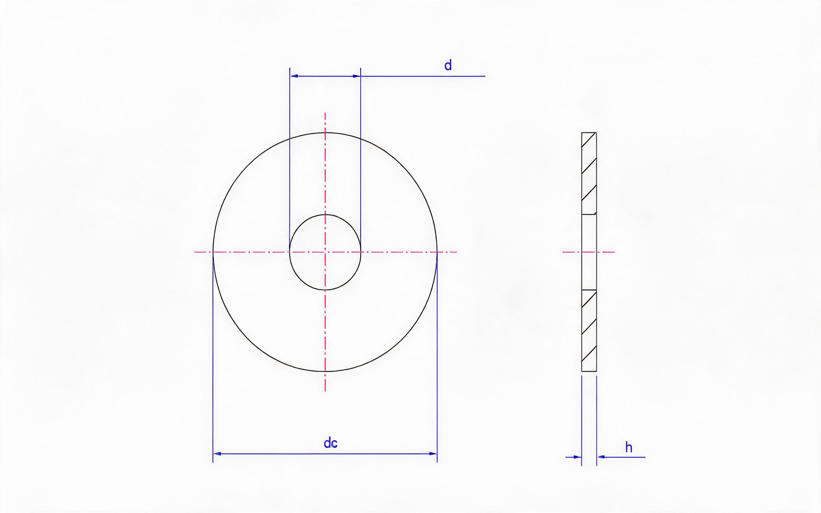 FINISHED PLAIN WASHER FOR CLAMPS Standard Drawing