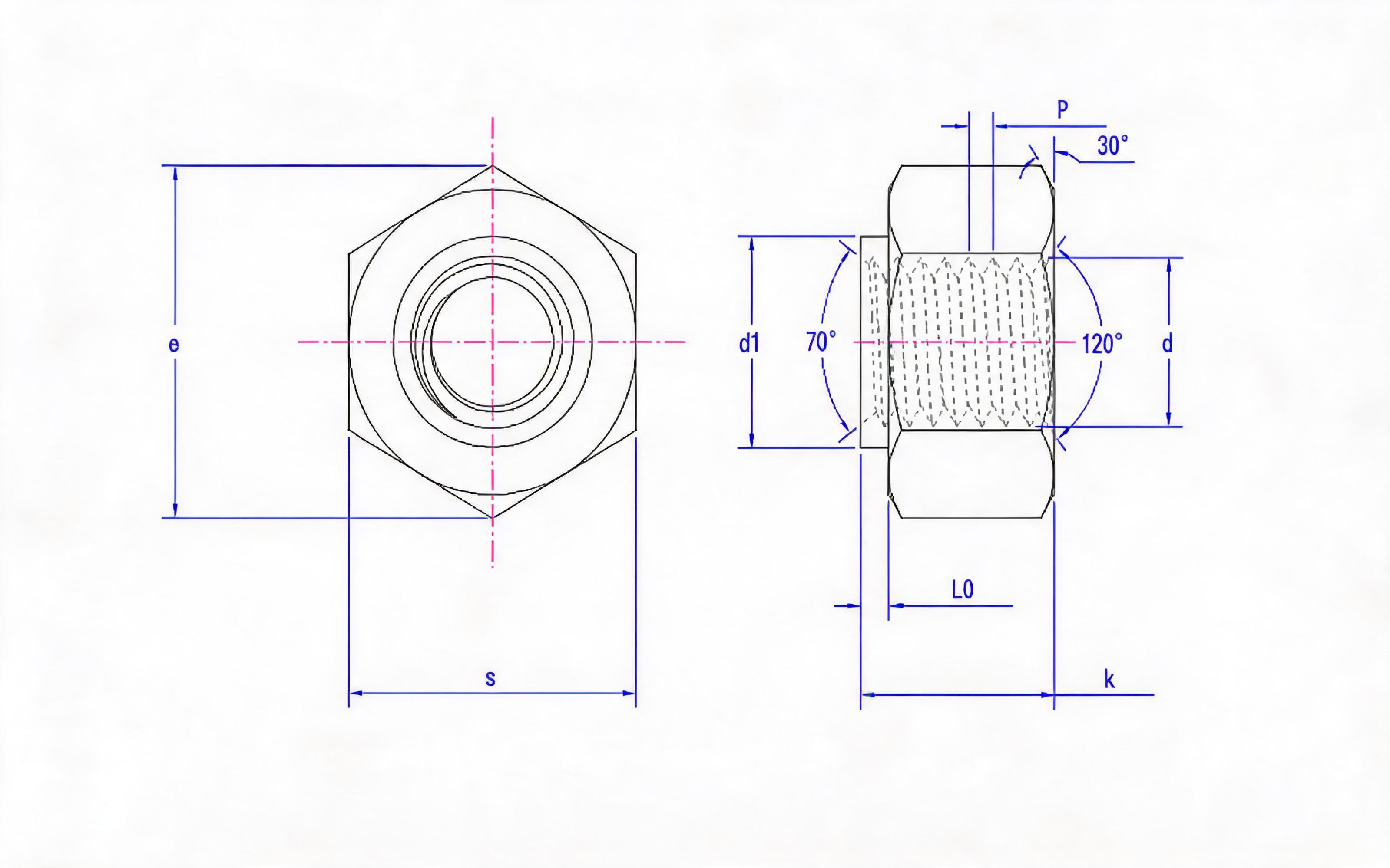 P HEX NUT (TC GRADE) TABLE 1 Standard Drawing